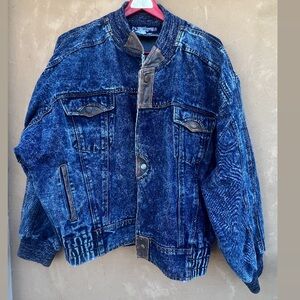 Vintage 80's Expressions Streetwise Acid Dark Wash Denim Jacket Men’s Size Large